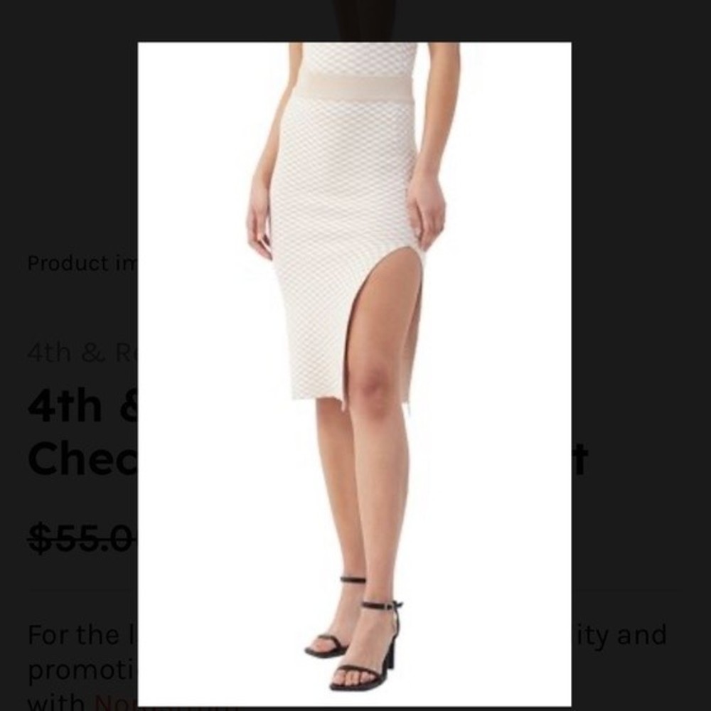 4th & Reckless skirt size medium checkerboard Lucian skirt cream NEW